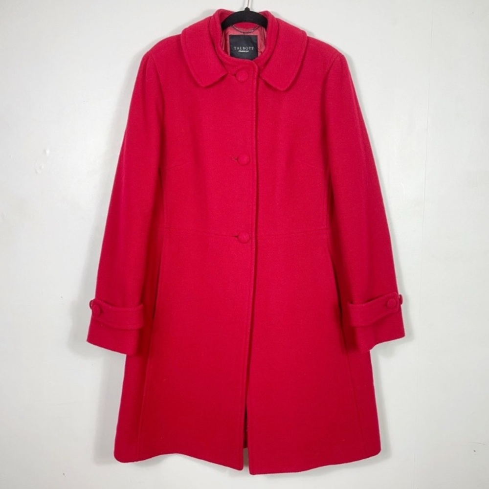 Talbots red wool blend tailored coat . Size 12